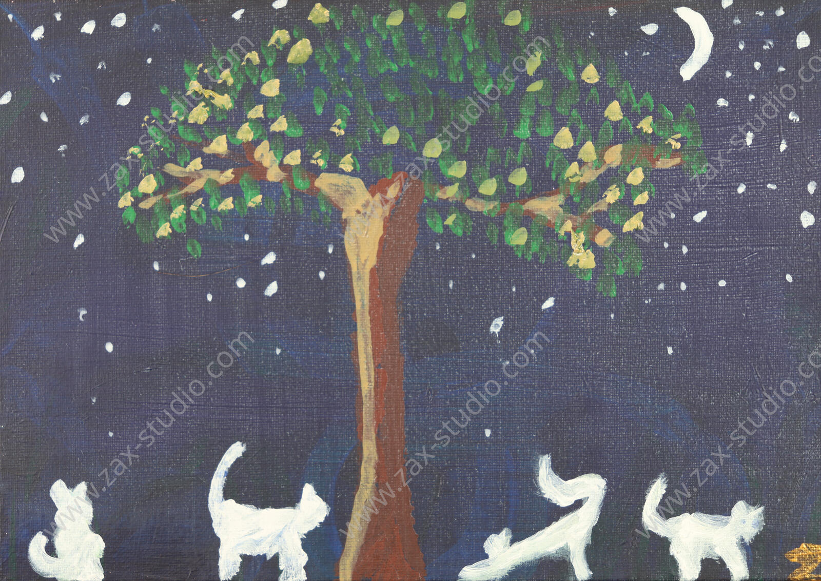Cats Under Tree